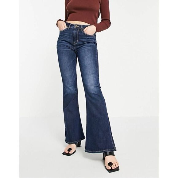 American Eagle next level stretch super high rise flare jeans with slit at ankle - Picture 1 of 12
